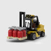 Yellow and black brick model rear three quarter view