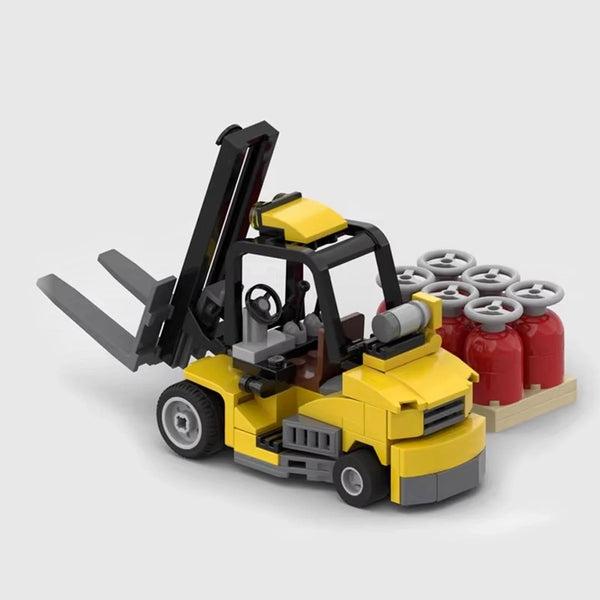 Forklift Truck with Gas Cylinders brick model front 3q view