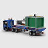 Blue with grey and green containers brick model rear three quarter view