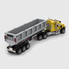 Yellow and grey brick model rear three quarter view