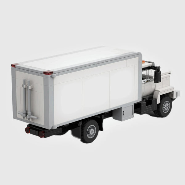 White and light grey brick model rear three quarter view