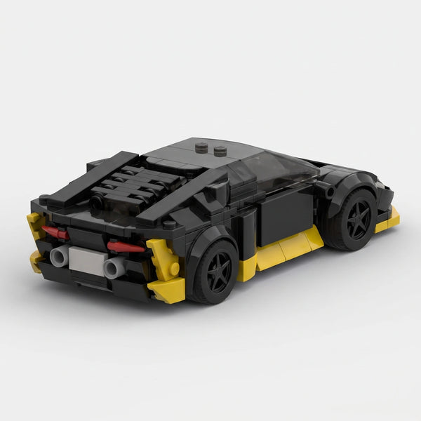 Black Lamborghini Huracan brick model rear three quarter view