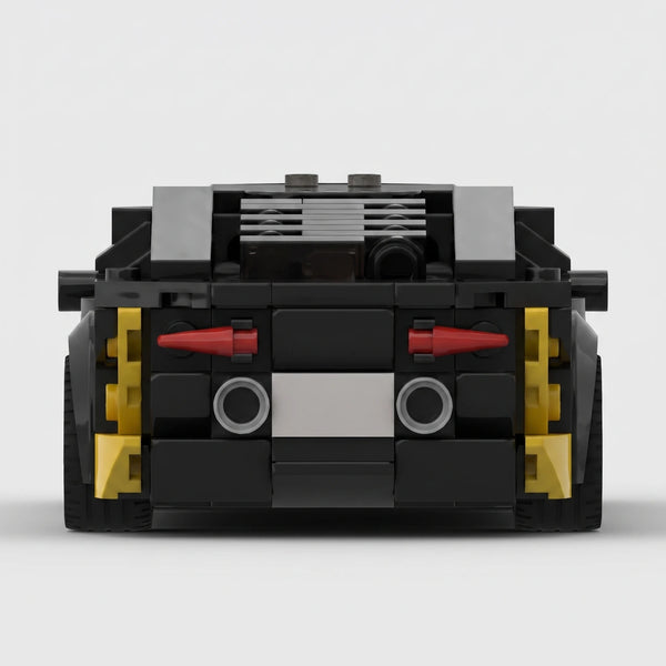 Black Lamborghini Huracan brick model straight rear view