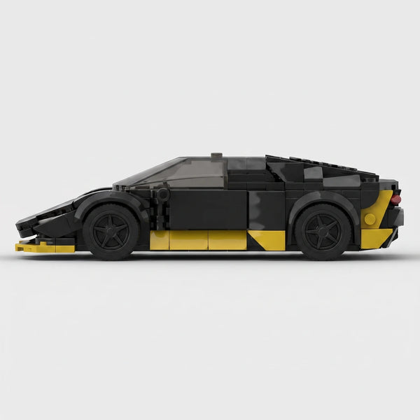 Black Lamborghini Huracan brick model side profile view