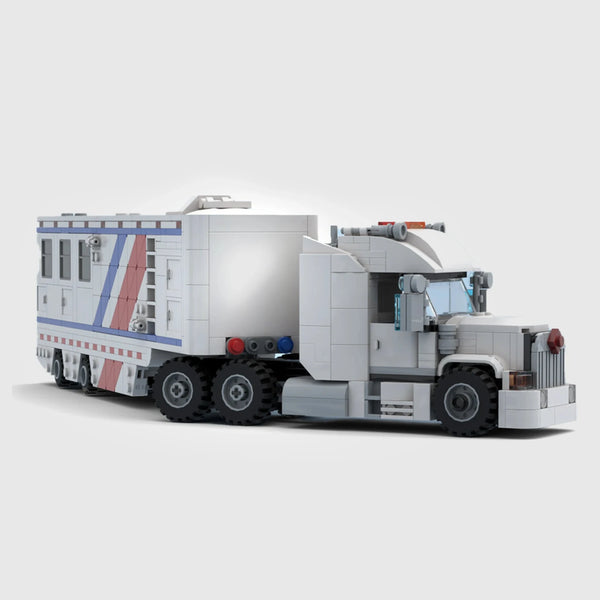 Mobile Broadcasting Truck brick model front 3q view