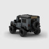 Grey with black roof and accents Land Rover Defender 90 brick model rear three quarter view