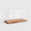 LED display case 24 cm, empty, acrylic cover and acacia wood base
