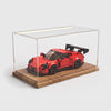 LED display case 24 cm with a brick car model inside, acrylic cover and acacia wood base