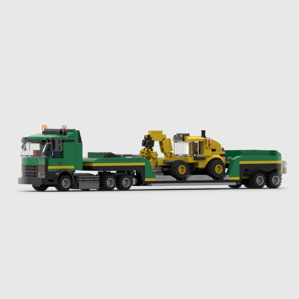 Green and yellow brick model side profile view