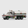 White with green and red stripes brick model side profile view