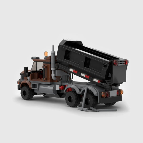 Brown, black and grey brick model rear three quarter view