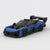 Blue and black McLaren Senna GTR Blue Edition brick model front three quarter view