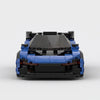 Blue and black McLaren Senna GTR Blue Edition brick model straight front view
