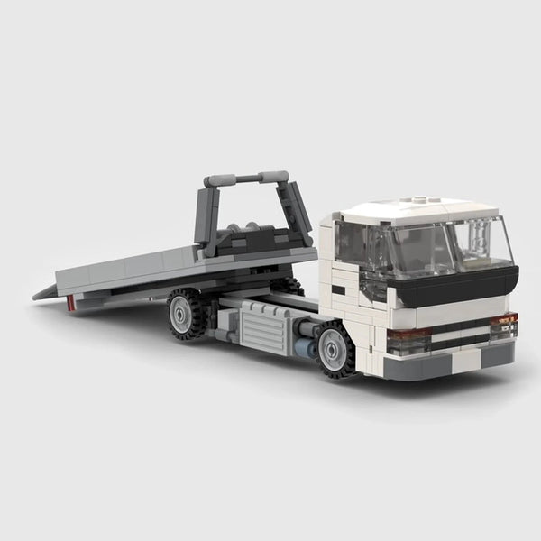 City Flatbed Tow Truck brick model hero view