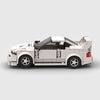 White Mitsubishi Lancer Evolution brick model side profile view