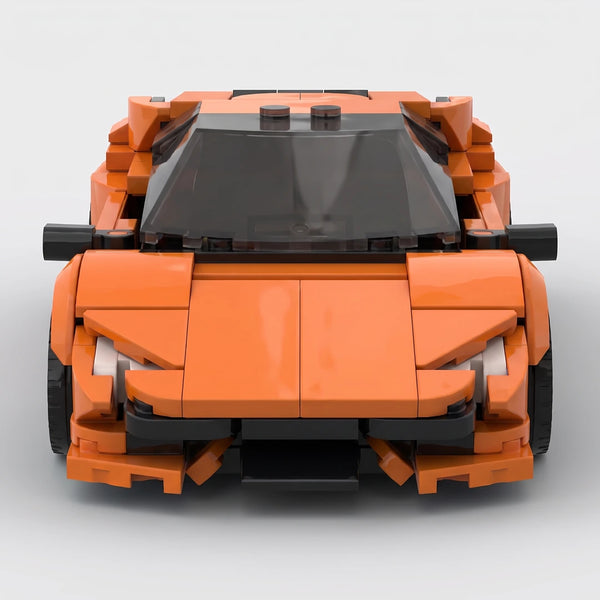 Orange Lamborghini Huracan brick model straight front view