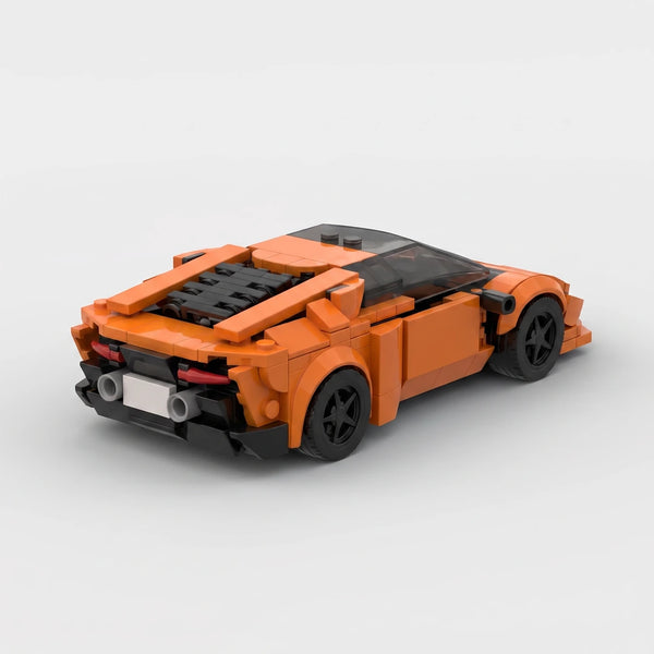 Orange Lamborghini Huracan brick model rear three quarter view