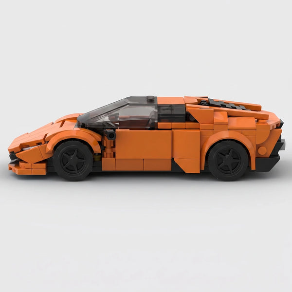 Orange Lamborghini Huracan brick model side profile view