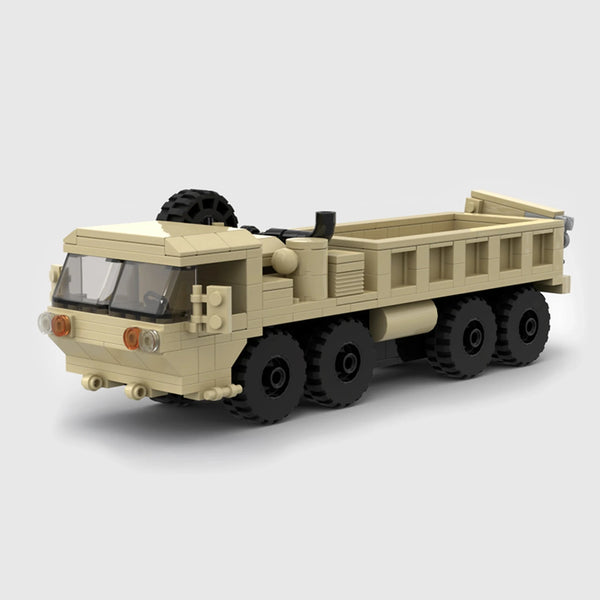 Desert 8x8 Tactical Cargo Truck with Crane brick model hero view