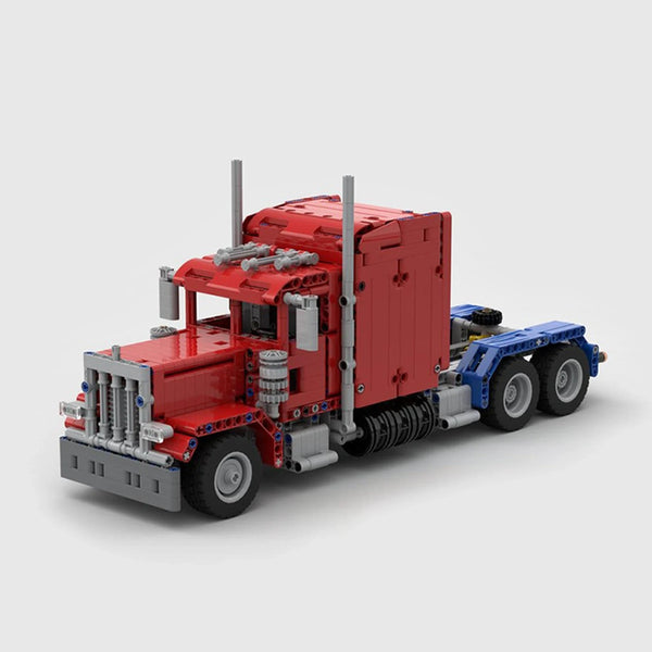Classic Conventional Semi-Truck Tractor brick model hero view