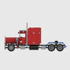 Red with blue chassis brick model side profile view