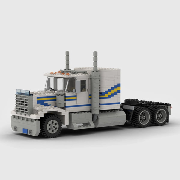 Peterbilt Classic Long-Nose Semi-Truck Cab brick model hero view