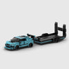 Sports Car with Flatbed Trailer brick model hero view