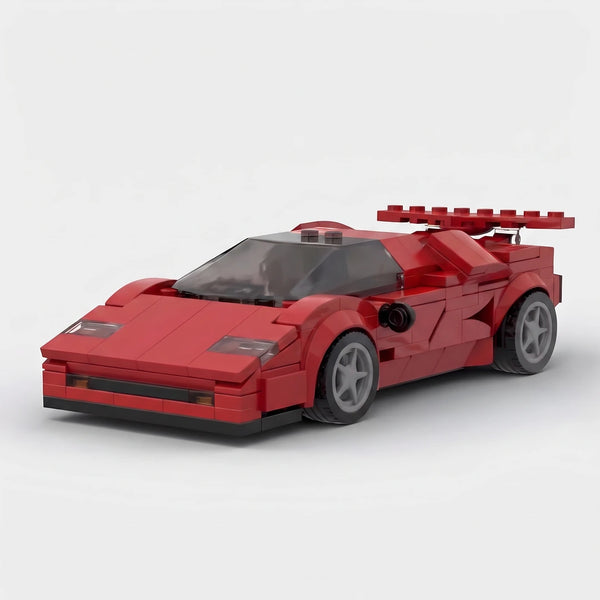 Red Lamborghini Diablo brick model front three quarter view
