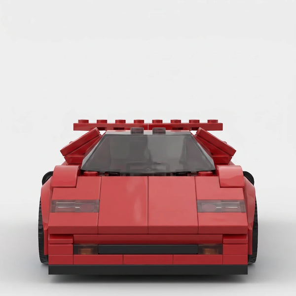 Red Lamborghini Diablo brick model straight front view