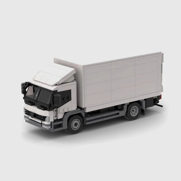 White Delivery Box Truck brick model hero view