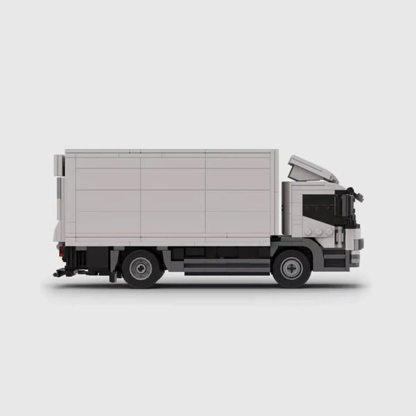 White and dark grey brick model side profile view