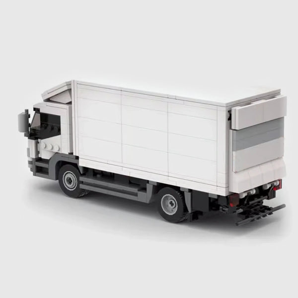 White and dark grey brick model rear three quarter view
