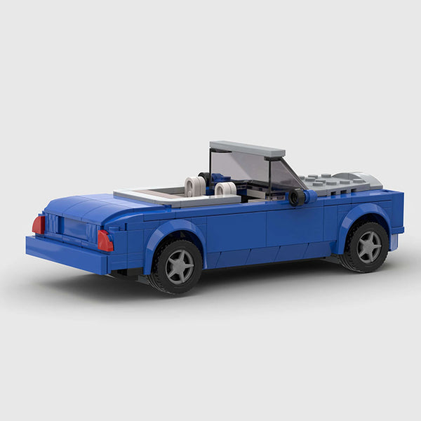 Blue Rolls-Royce Corniche brick model rear three quarter view