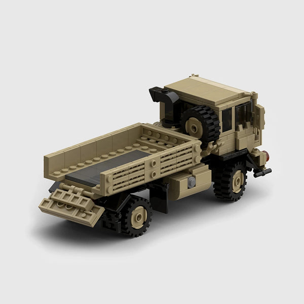 Desert tan brick model rear three quarter view