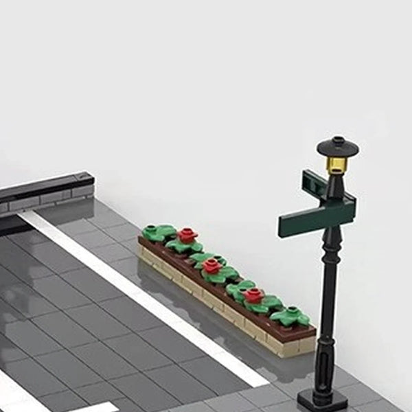 Street Parking Display for 2 Cars parking display close-up of the street lamp and planters
