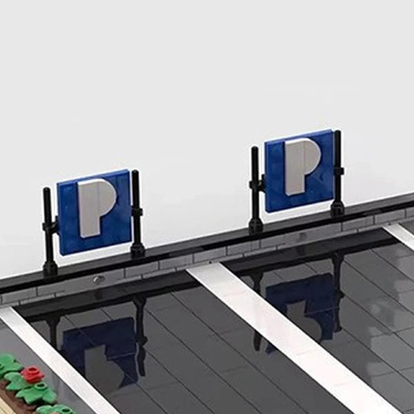 Street Parking Display for 2 Cars parking display close-up of the P signs