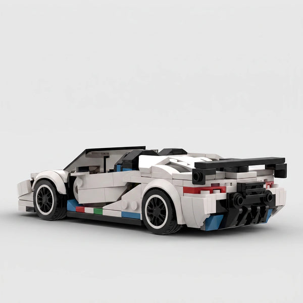 White Lamborghini Aventador SVJ brick model rear three quarter view
