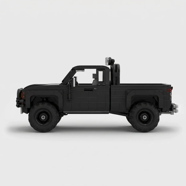Classic Off-Road Pickup Truck brick model side profile view