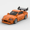 Orange Toyota Supra A80 brick model front three quarter view