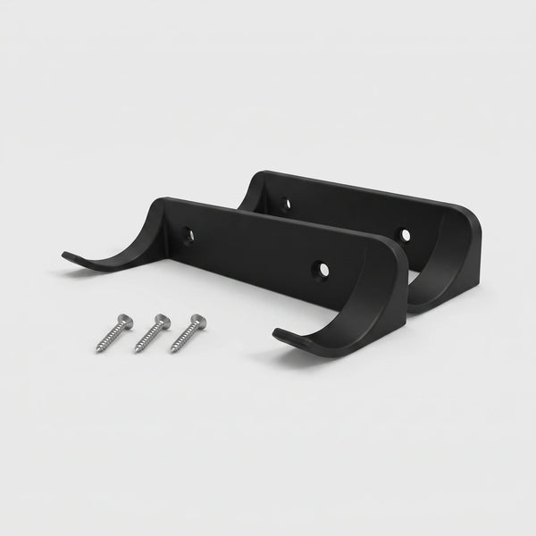 Set of 2 black wall mounts for brick car models with screws